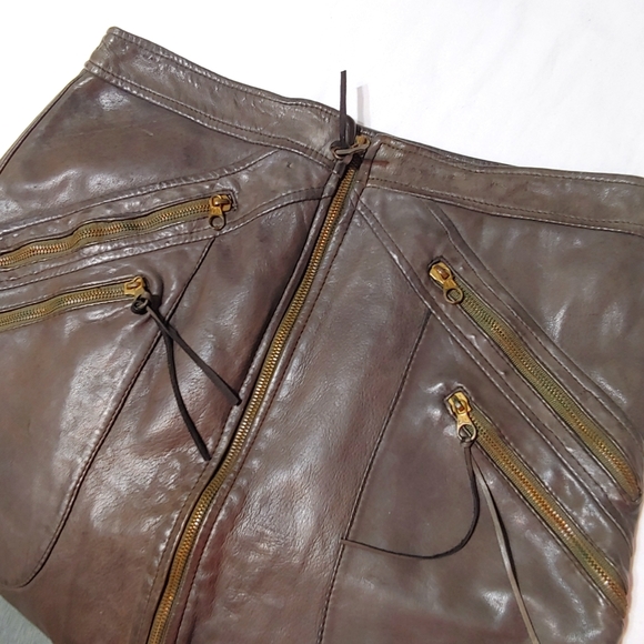 Women's Custom Designed Dark Green Leather Pencil Skirt - Picture 6 of 10